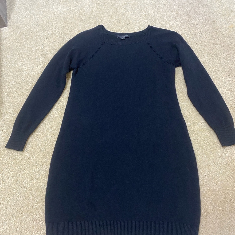 Ann Taylor Black Long Sleeve Sweater Dress